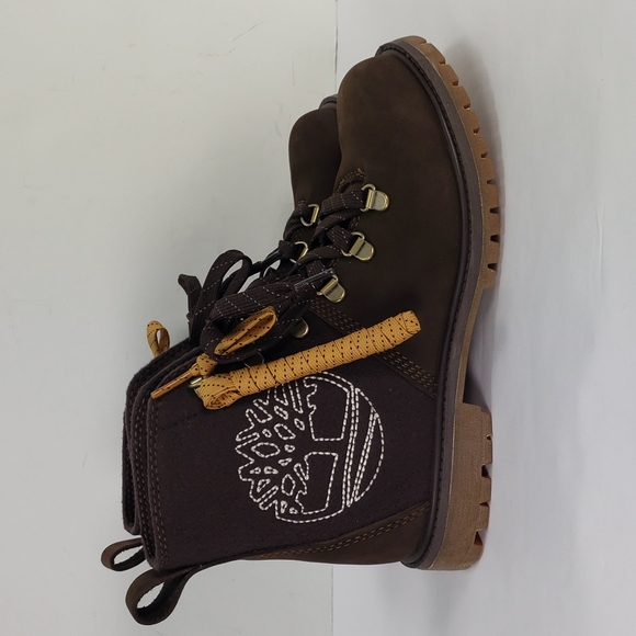 NEW TIMBERLAND A27FC LOGO EMBROIDERED NUBUCK LEATHER WOOL ANKLE BOOTS WOMEN'S 7 - Picture 3 of 11